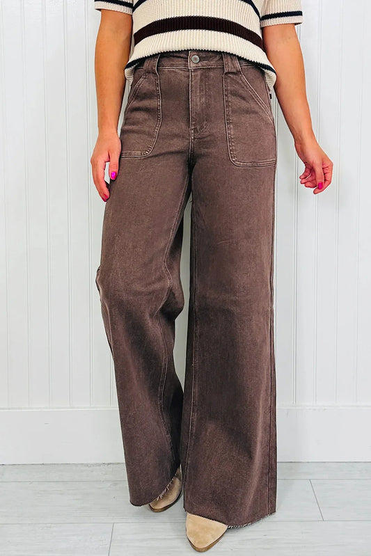 Brown Retro Washed Loose Jeans