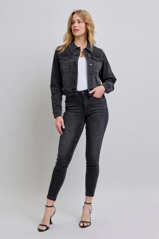 Judy Blue Mid-Rise Tummy Control Black Skinny Jeans