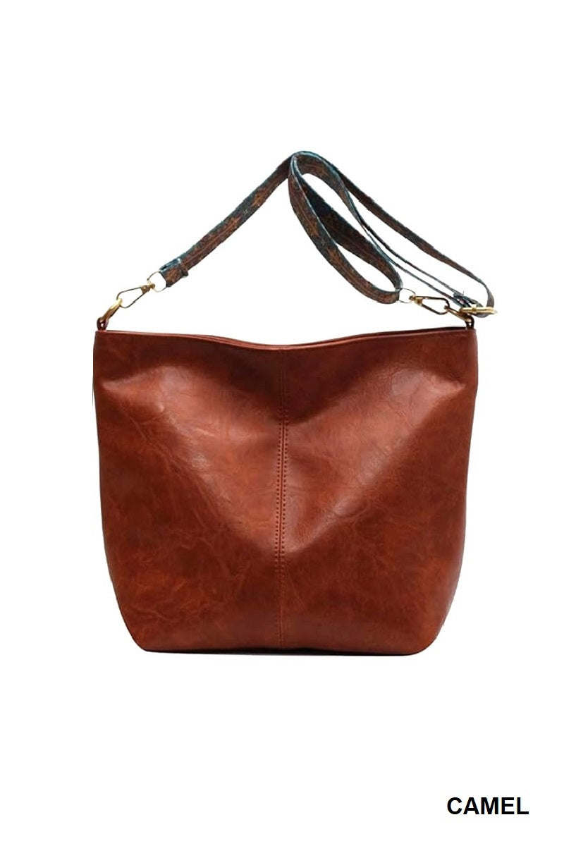 Adlee Zippered Retro Pattern Strap Crossbody Shoulder Bag (2 COLORS)