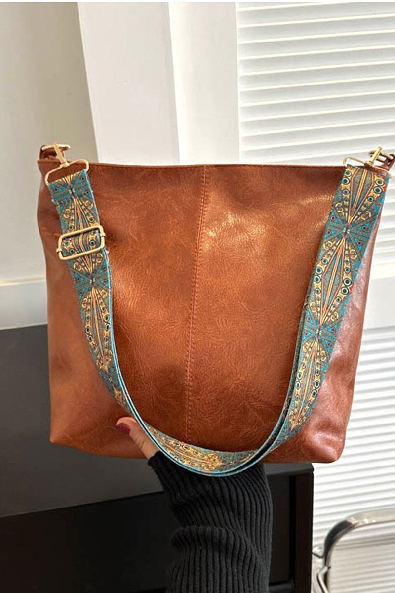 Adlee Zippered Retro Pattern Strap Crossbody Shoulder Bag (2 COLORS)