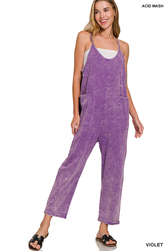 Violet Washed Overalls with Pockets