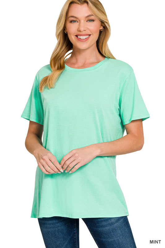 Mint Cotton Boyfriend Round Neck Tee