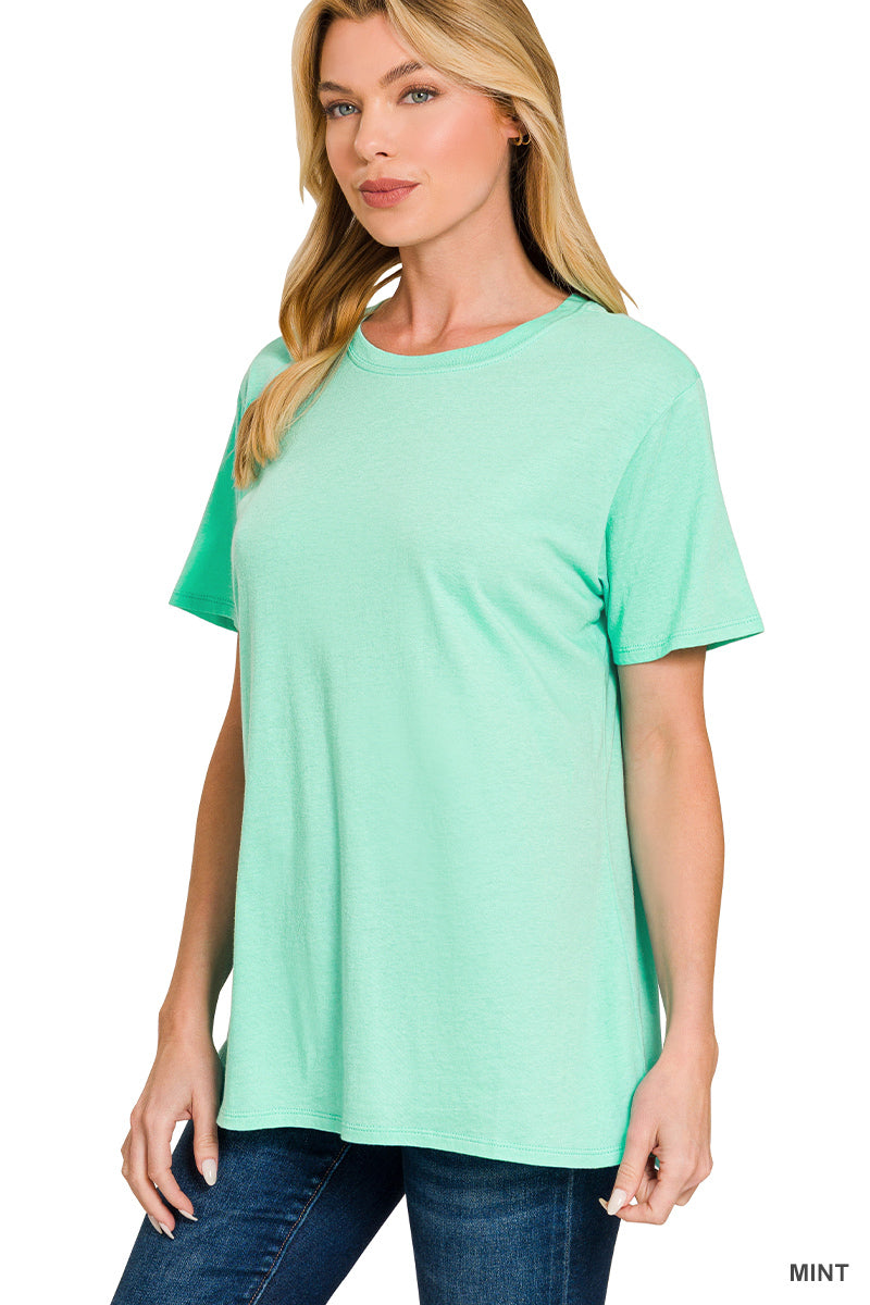 Mint Cotton Boyfriend Round Neck Tee