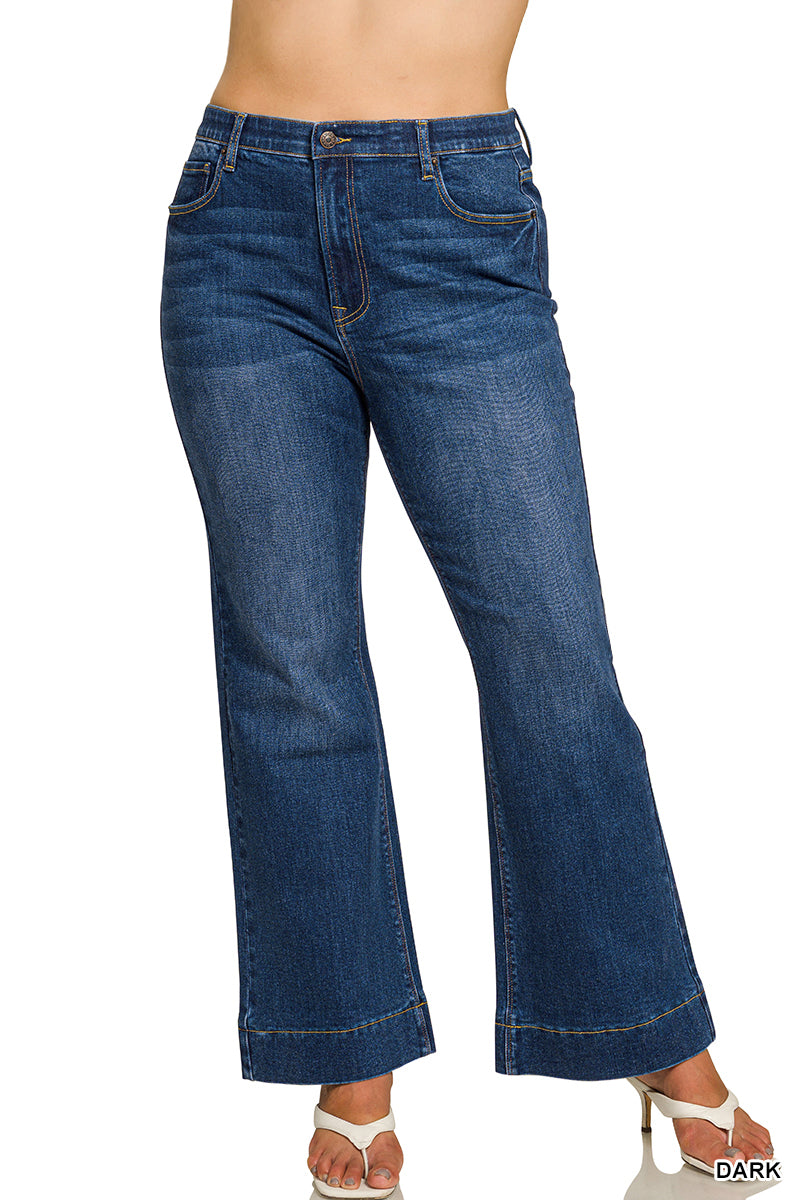 PLUS Tummy Control Flare Denim Pants