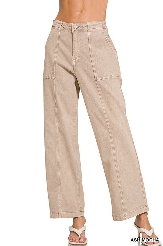 Straight Leg Utility Pocket Denim Pants