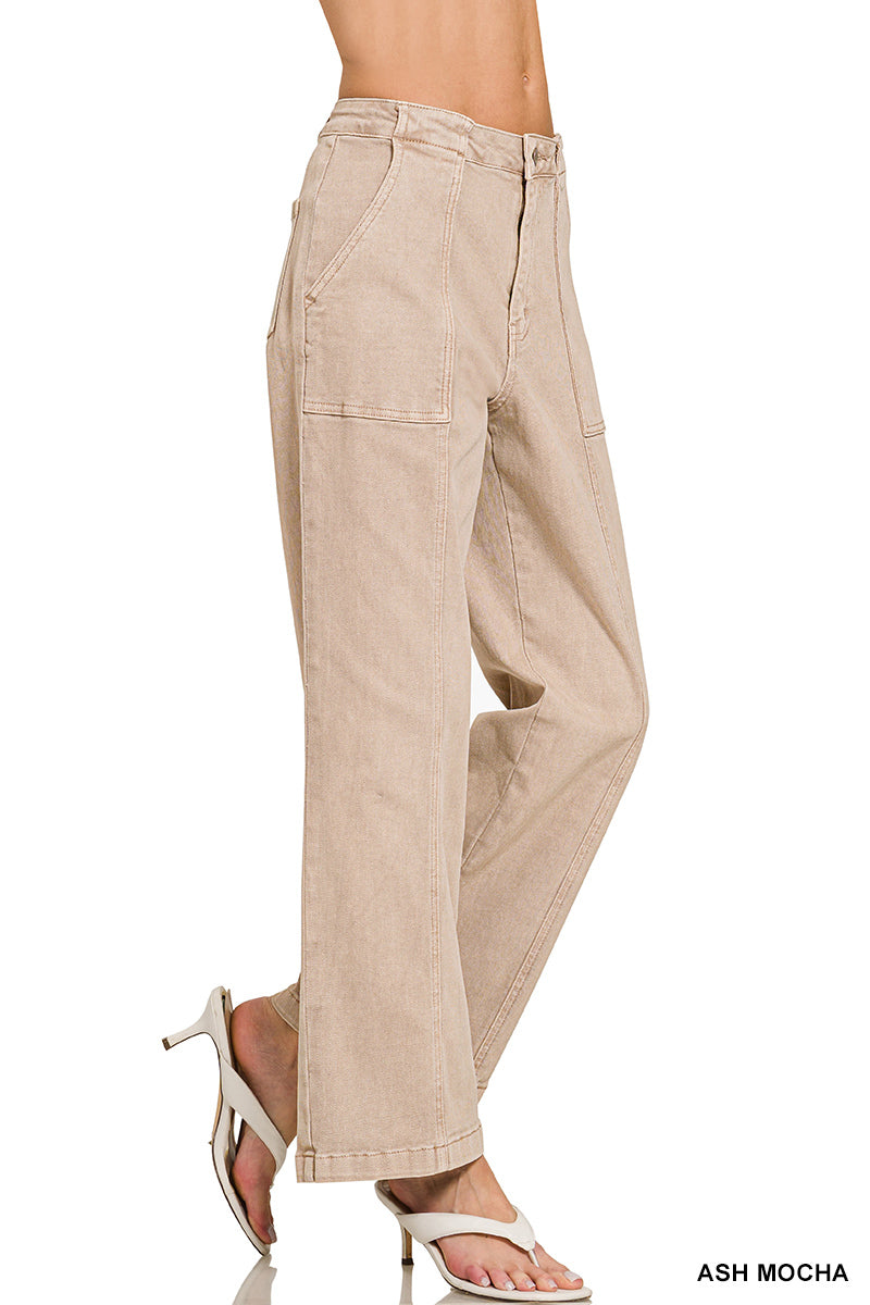 Straight Leg Utility Pocket Denim Pants