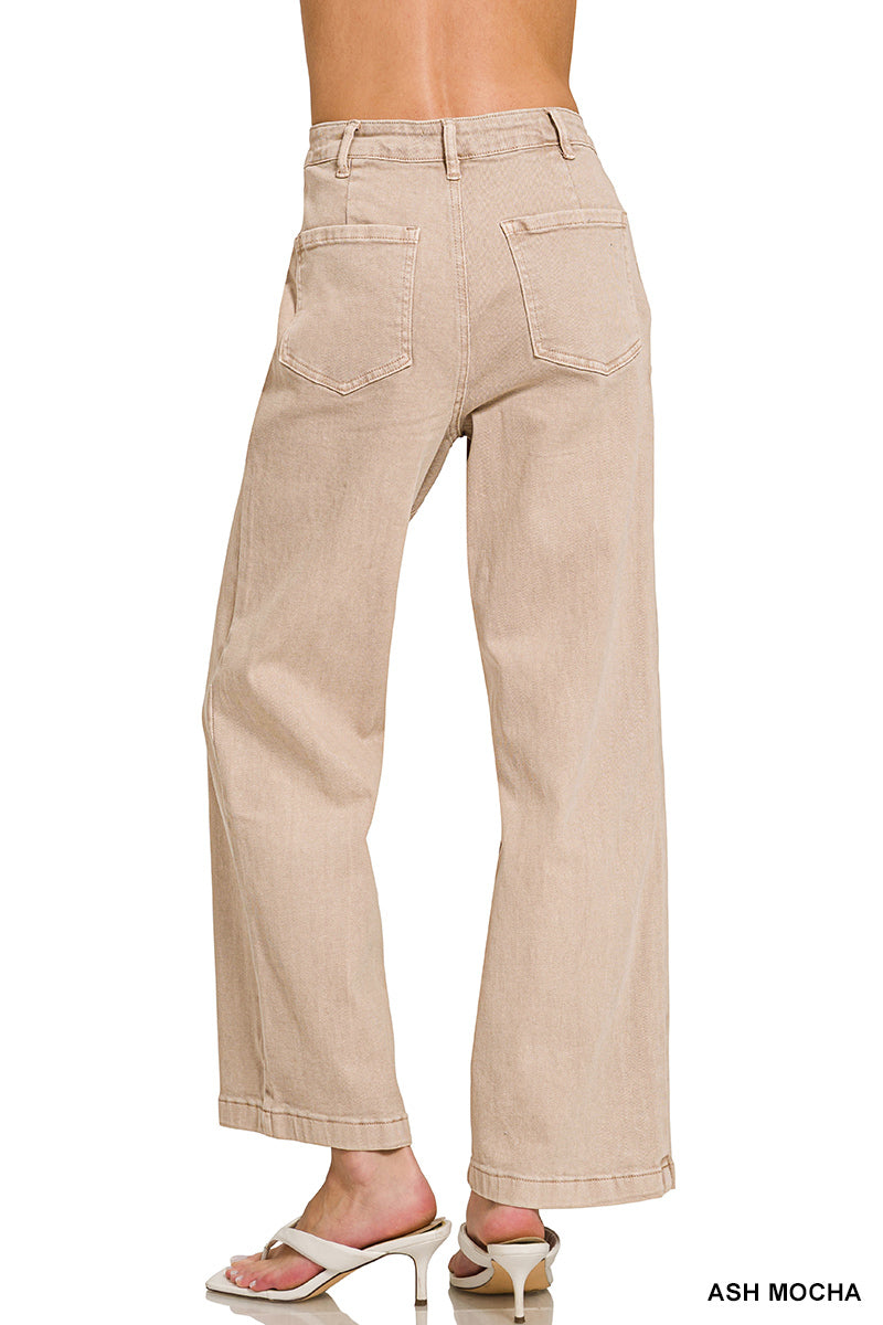 Straight Leg Utility Pocket Denim Pants