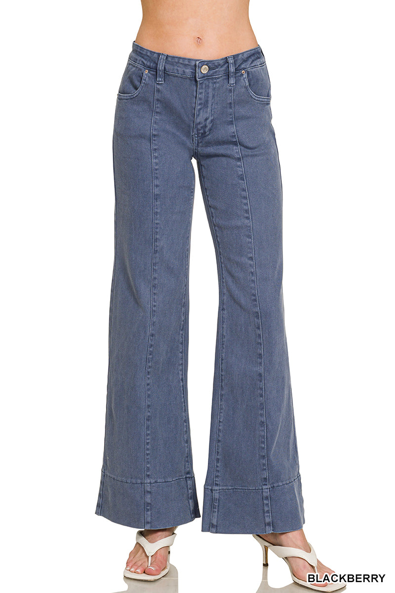 Blackberry Mid-Rise Wide Leg Pants