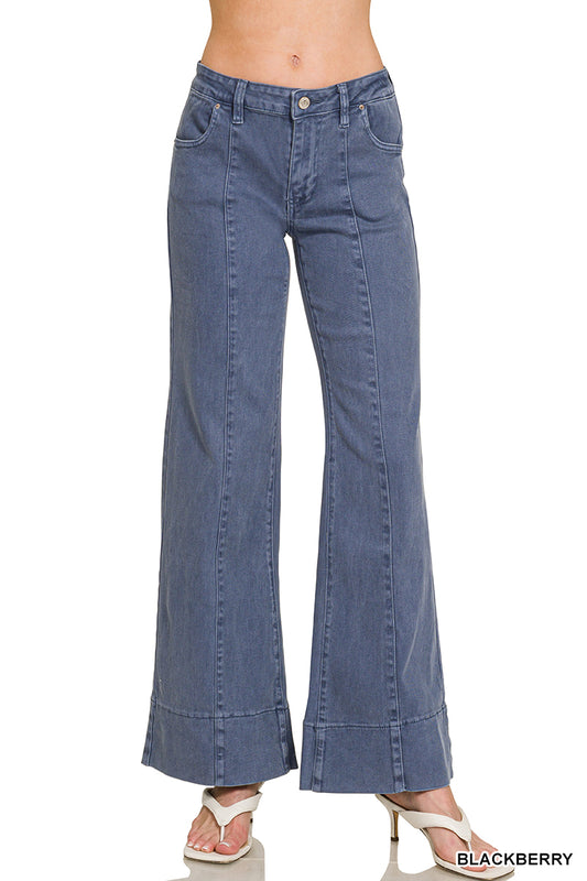 Blackberry Mid-Rise Wide Leg Pants