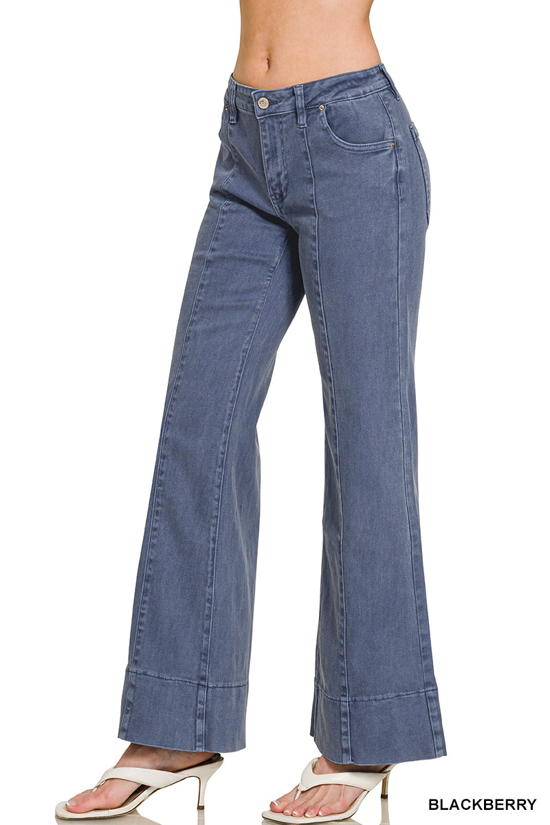 Blackberry Mid-Rise Wide Leg Pants