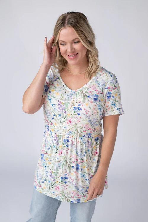 Sarah Ruffle Short Sleeve - Cottage Floral