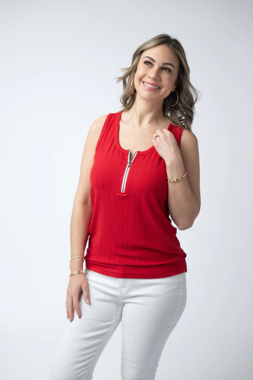 Red Mila Zipper Tank