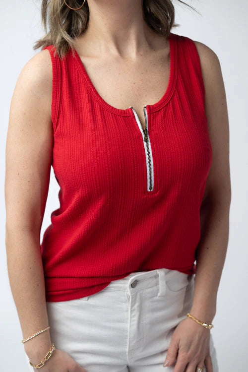 Red Mila Zipper Tank