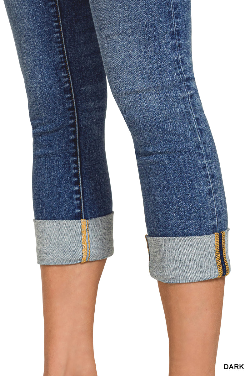 Zenana Cuffed Skinny Denim Capri