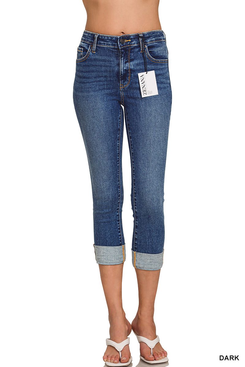 Zenana Cuffed Skinny Denim Capri