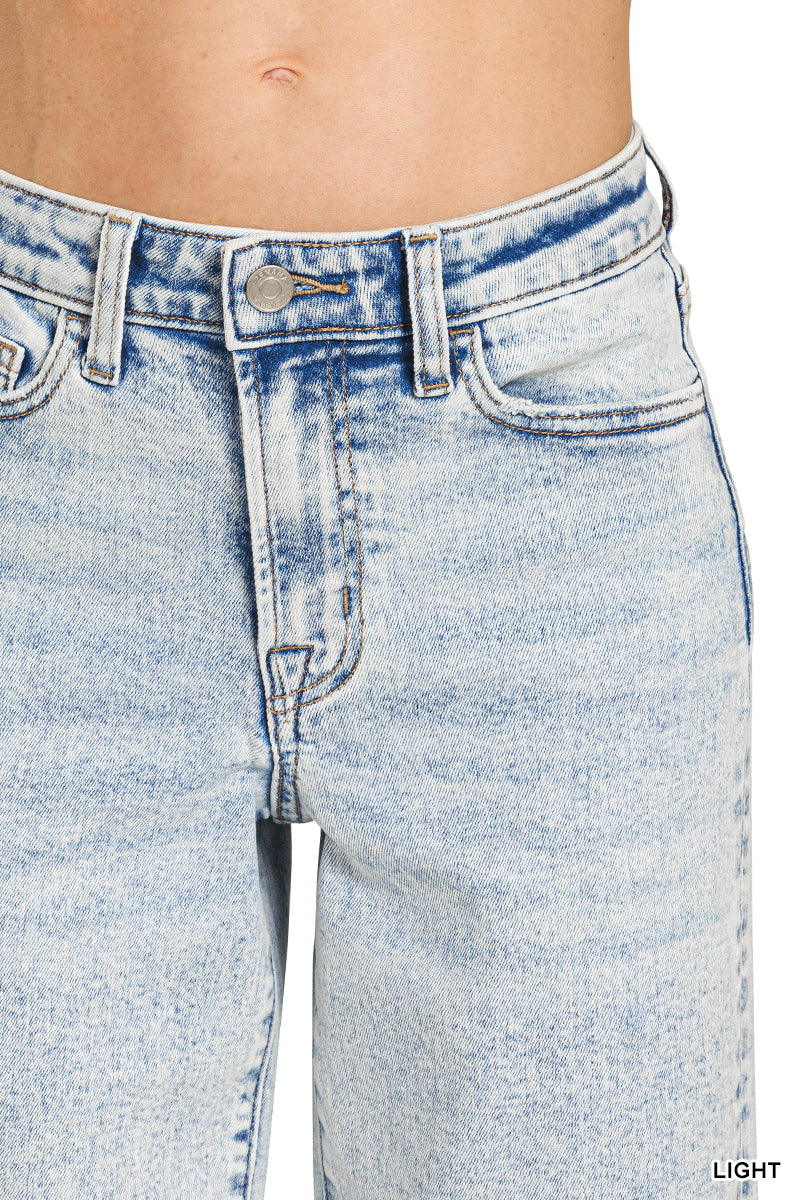 Zenana Light Wash Wide Leg Denim Pants
