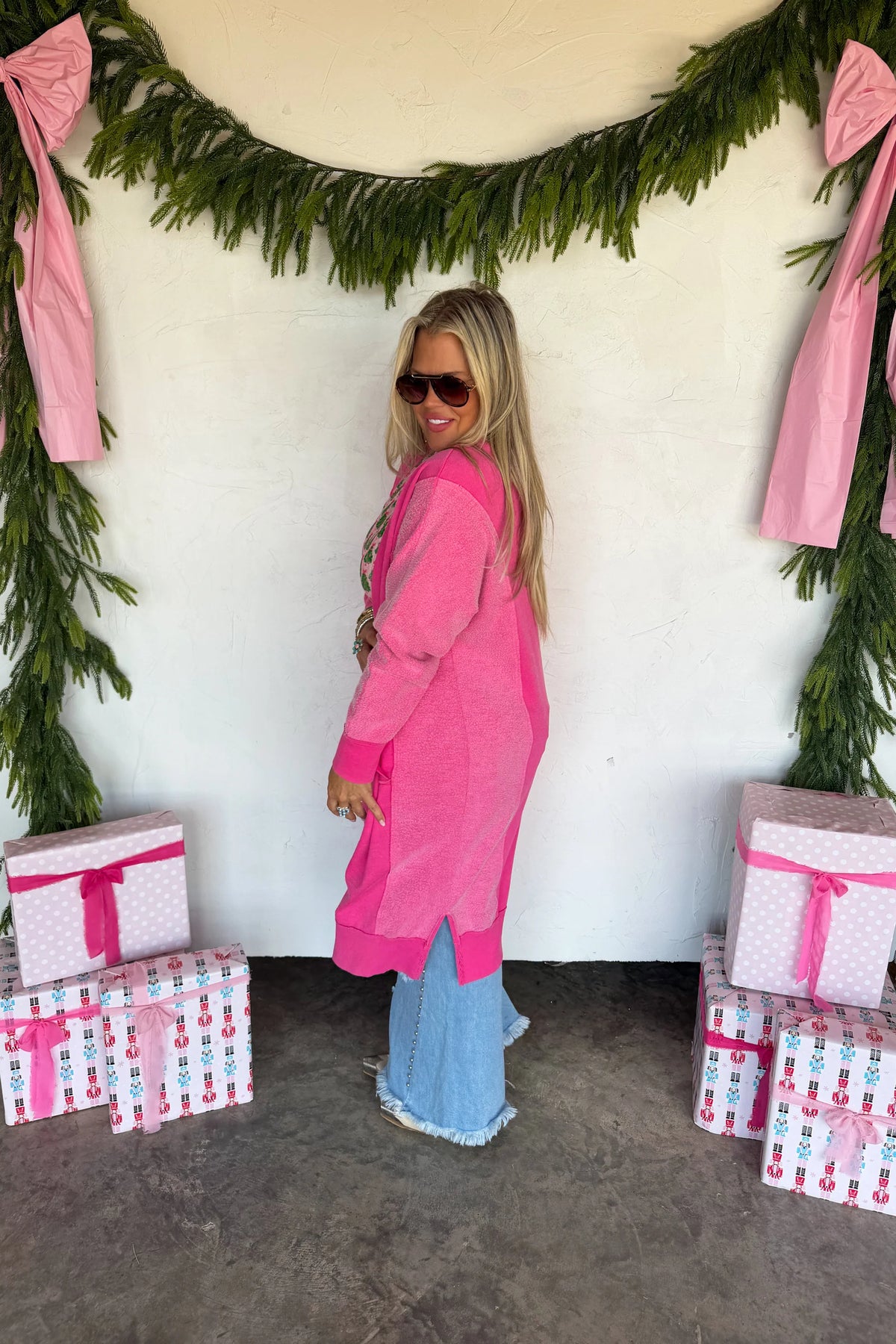Pink Desi Sweatshirt Cardigan