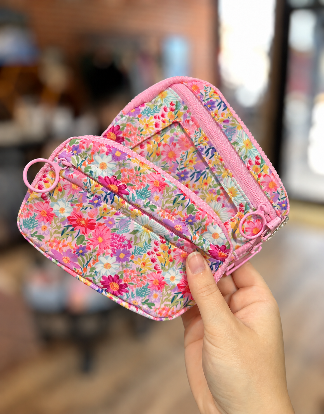Neon Floral Wristlet Wallet