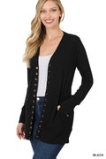 Snap Button Cardigan w/ Side Pockets