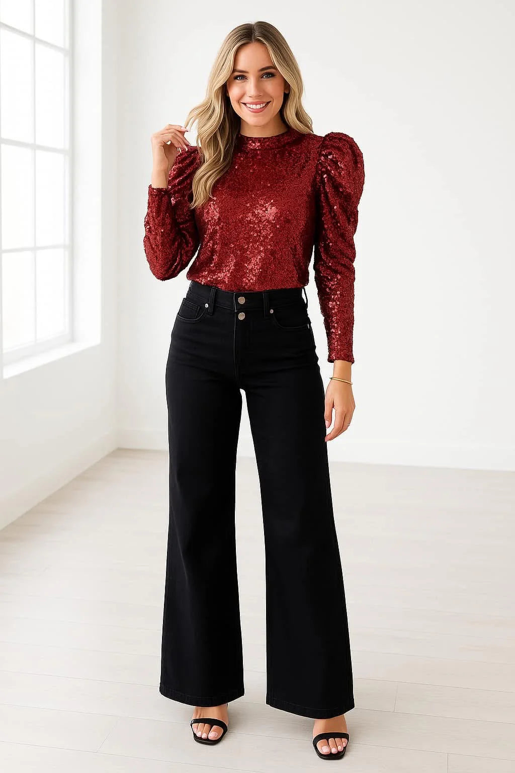 Black High Waist Flares