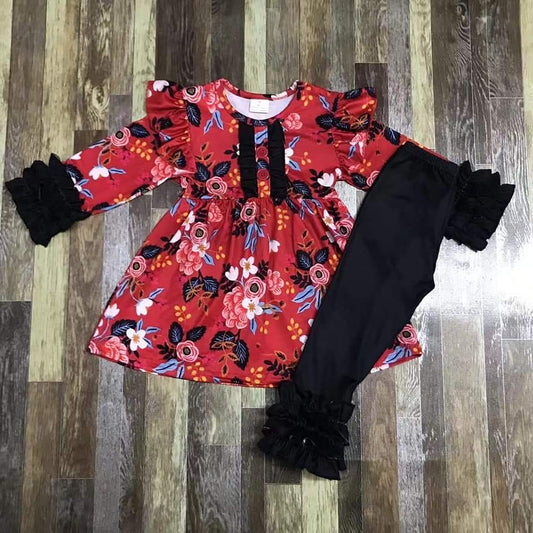 Red Winter Floral 2-pc Set