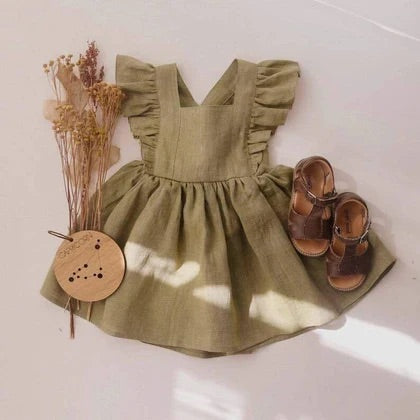 Olive Vintage Linen Dress