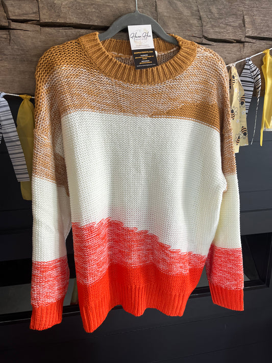 Color Block Oversized Sweater Knit Top