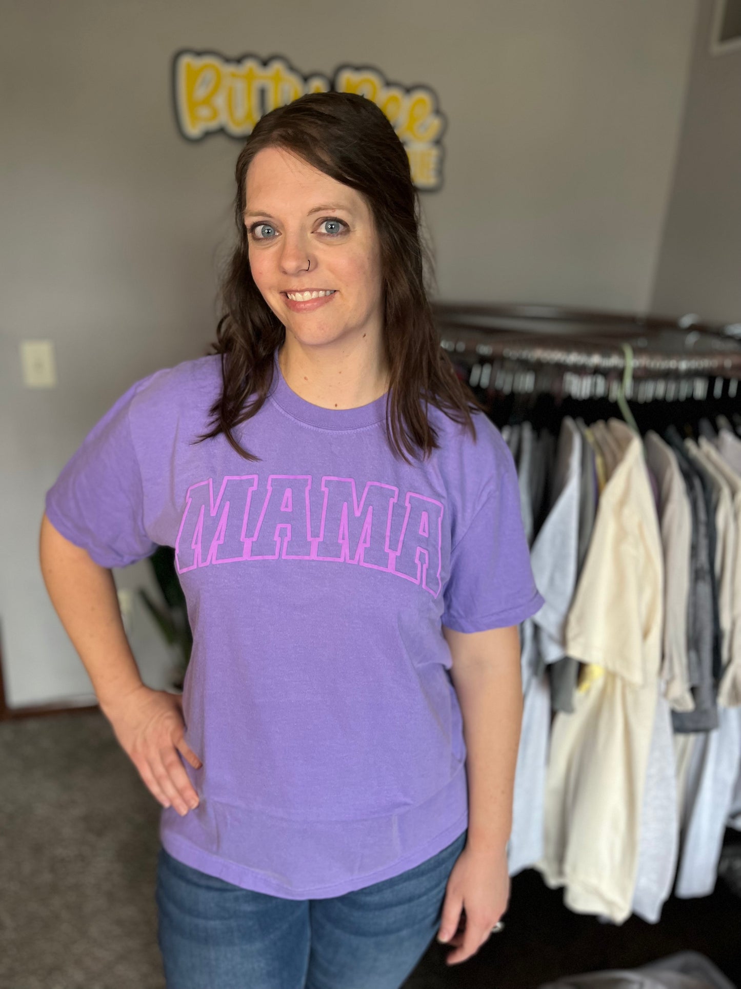 Rainbow Mama Puff Graphic Tee--Violet (lavender puff)