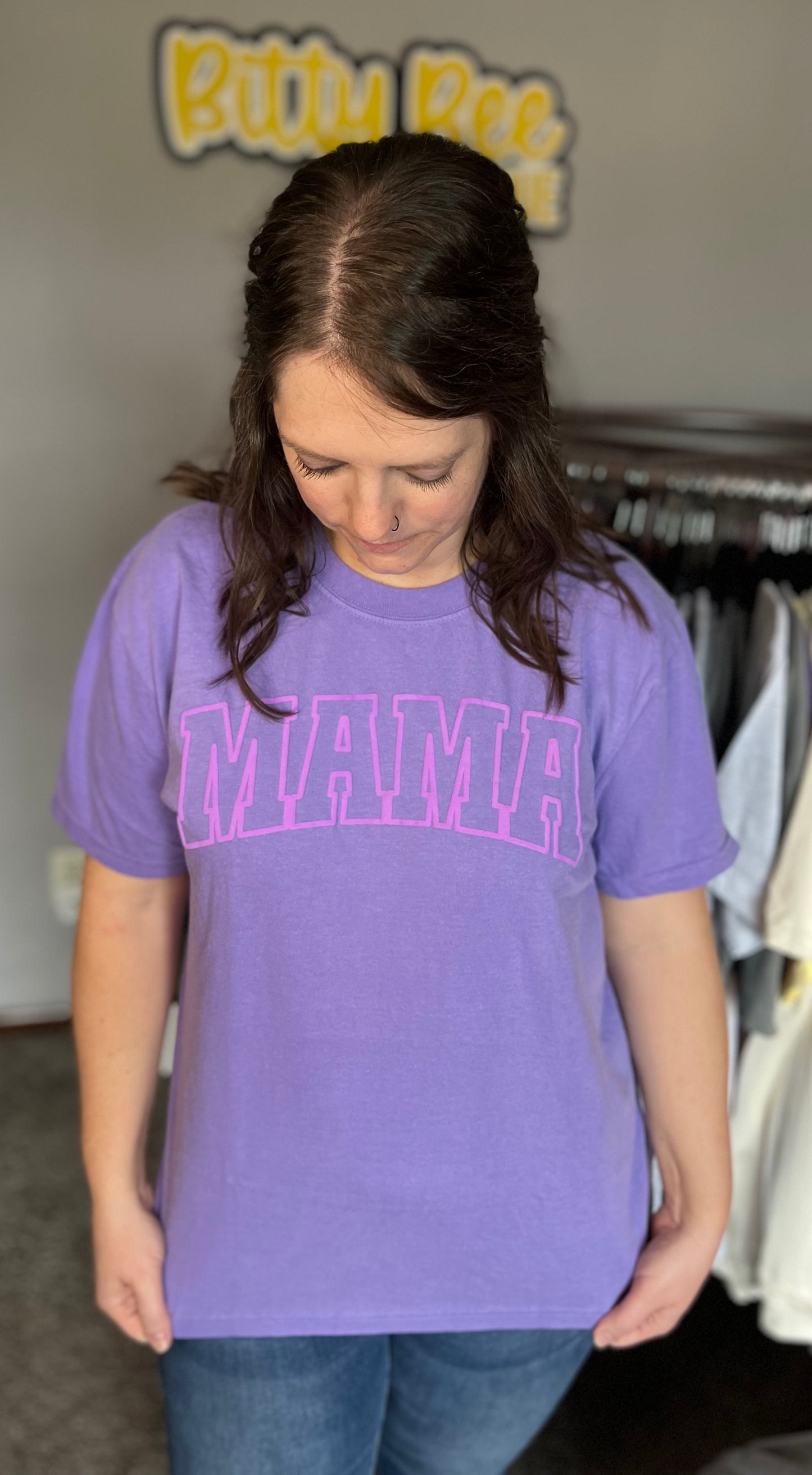 Rainbow Mama Puff Graphic Tee--Violet (lavender puff)