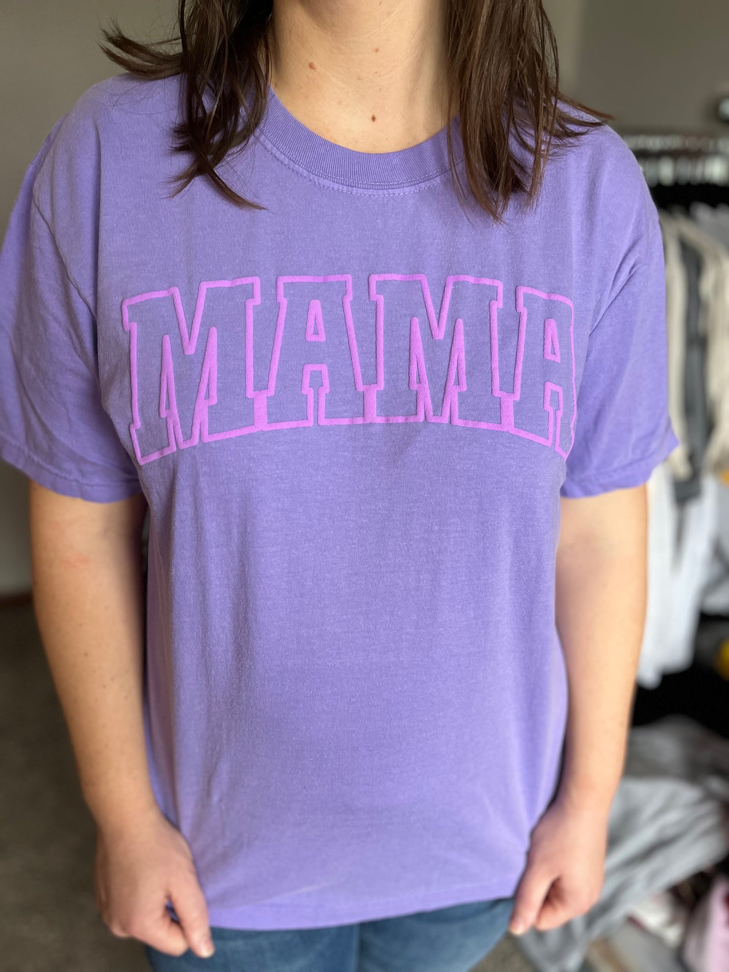 Rainbow Mama Puff Graphic Tee--Violet (lavender puff)