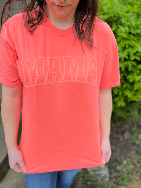 Mama Puff Graphic Tee--Neon Coral