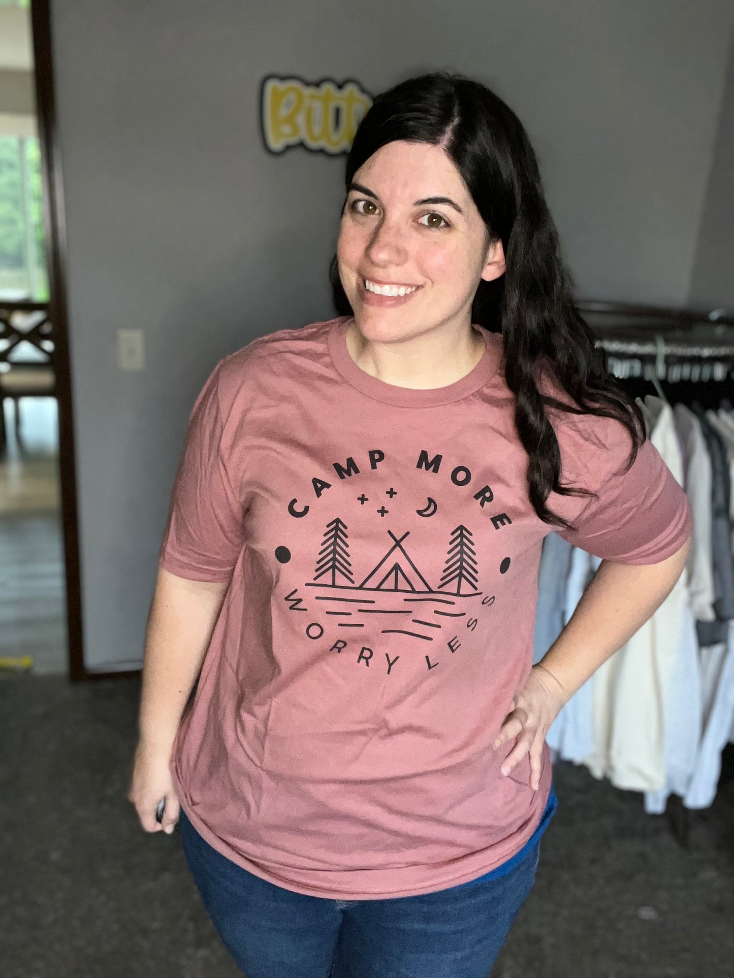 Camp More, Worry Less Mauve Tee