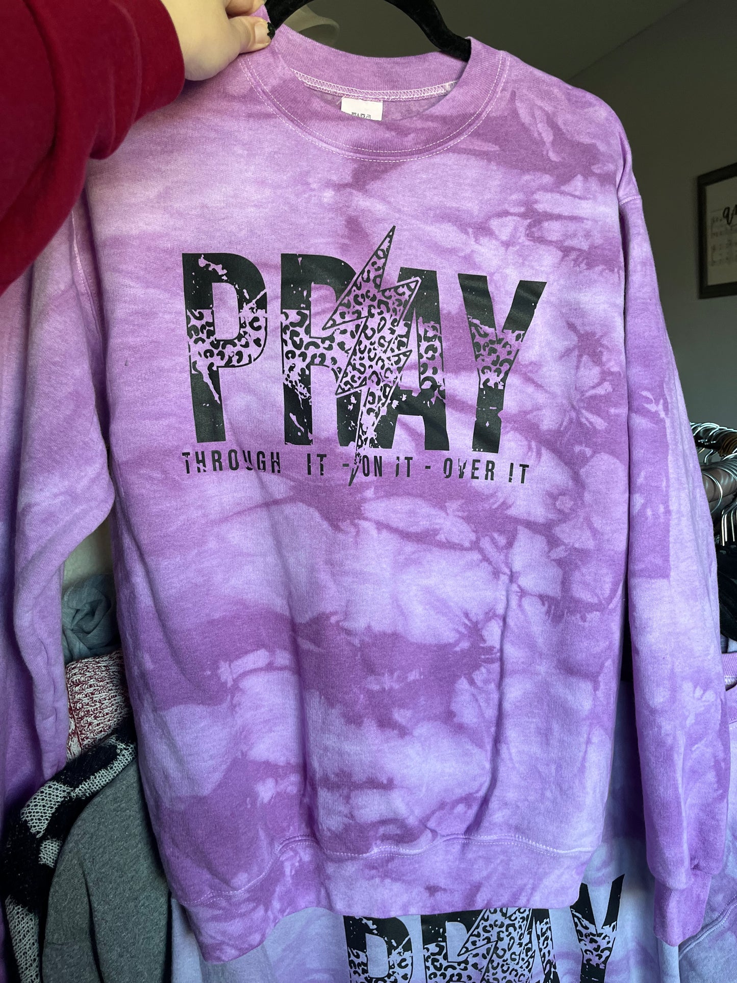 Pray Purple Hand-Dyed Crewneck Sweatshirt RTS