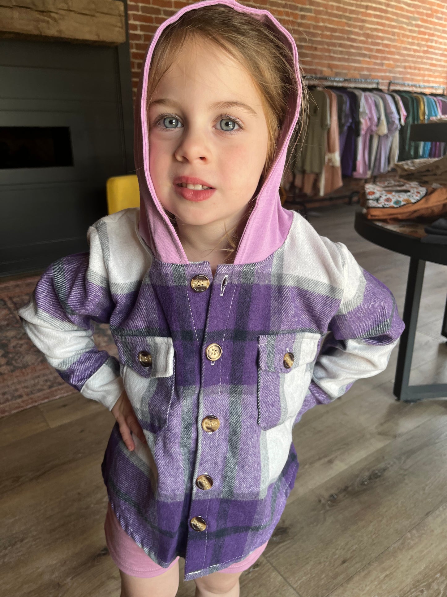 Purple Hooded Flannel Jacket