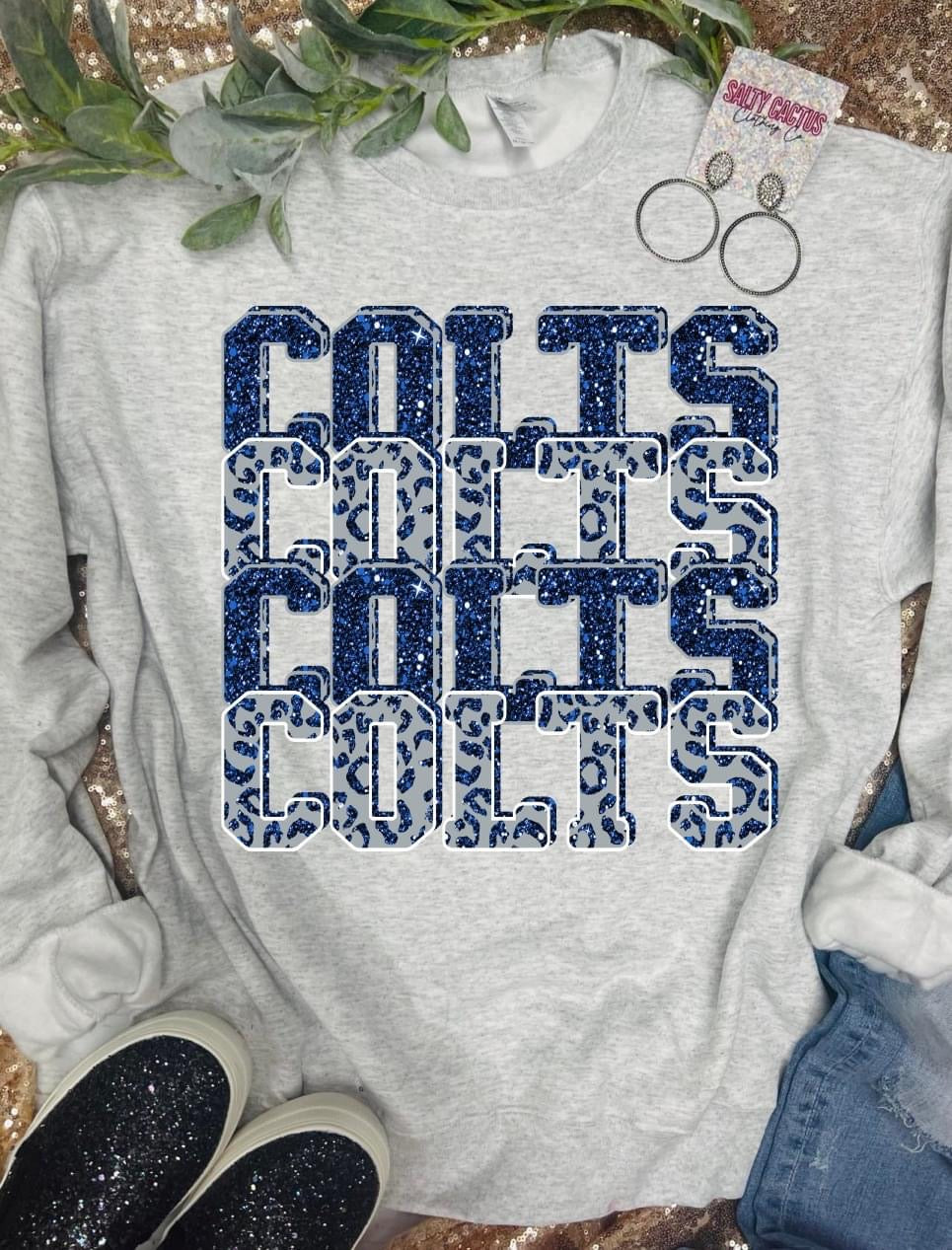 C O L T S Faux-Glitter Crewneck Sweatshirt RTS