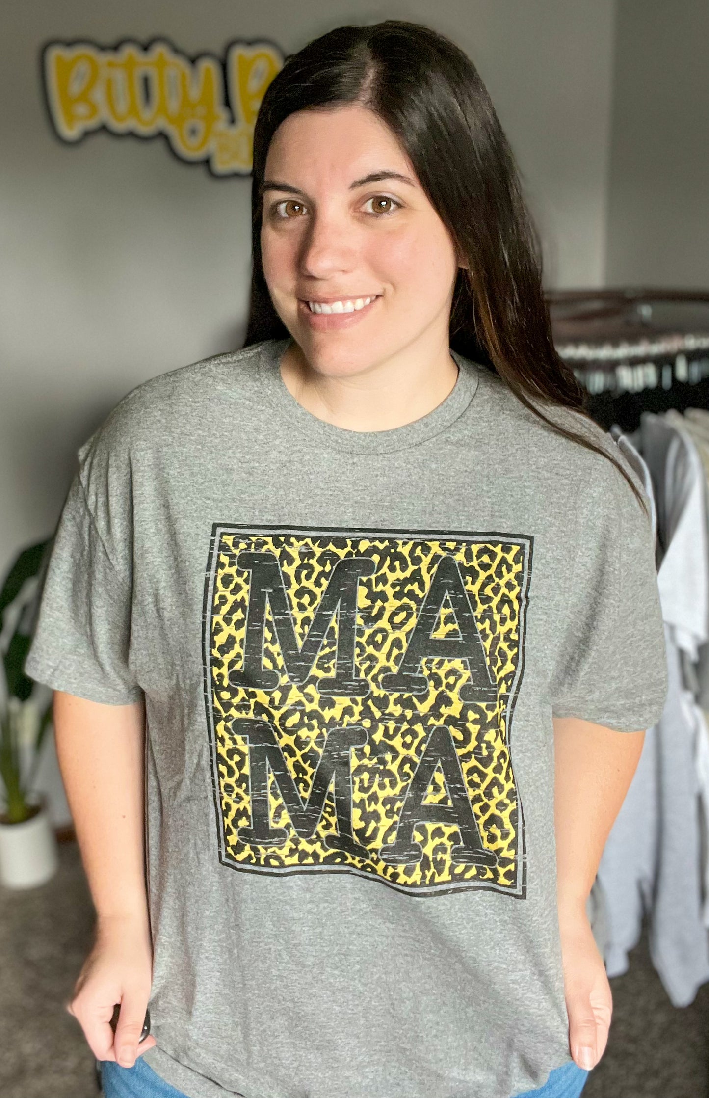 Leopard Mama Square Gray Tee RTS