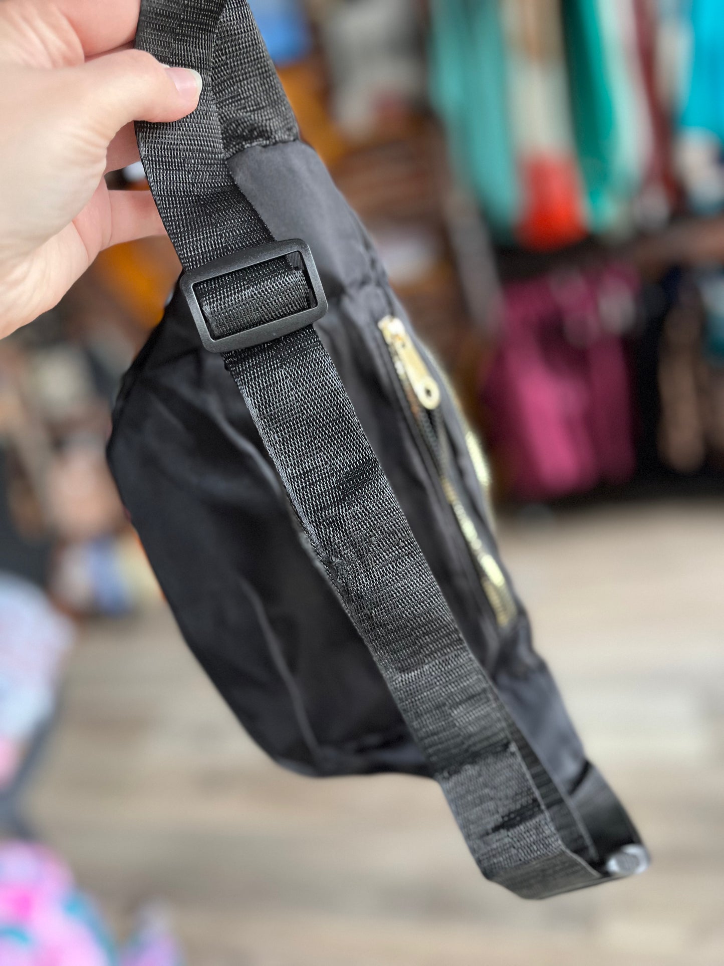 Black Quiled Nylon Bum Bag