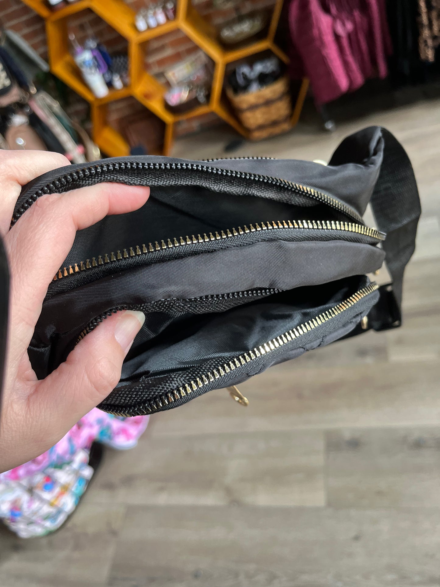 Black Quiled Nylon Bum Bag