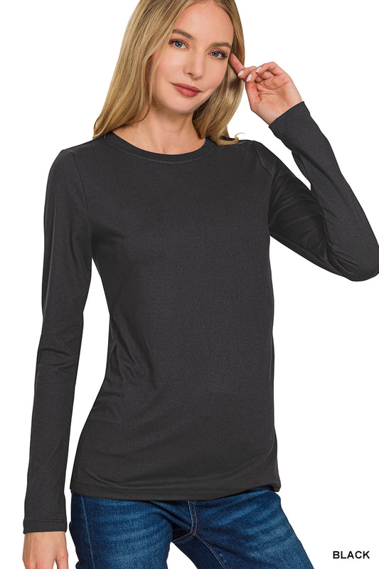 Basic Black Brushed Long Sleeve Tee