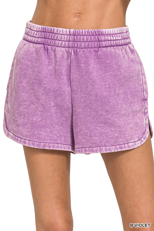 Violet Acid Wash Dolphin Shorts