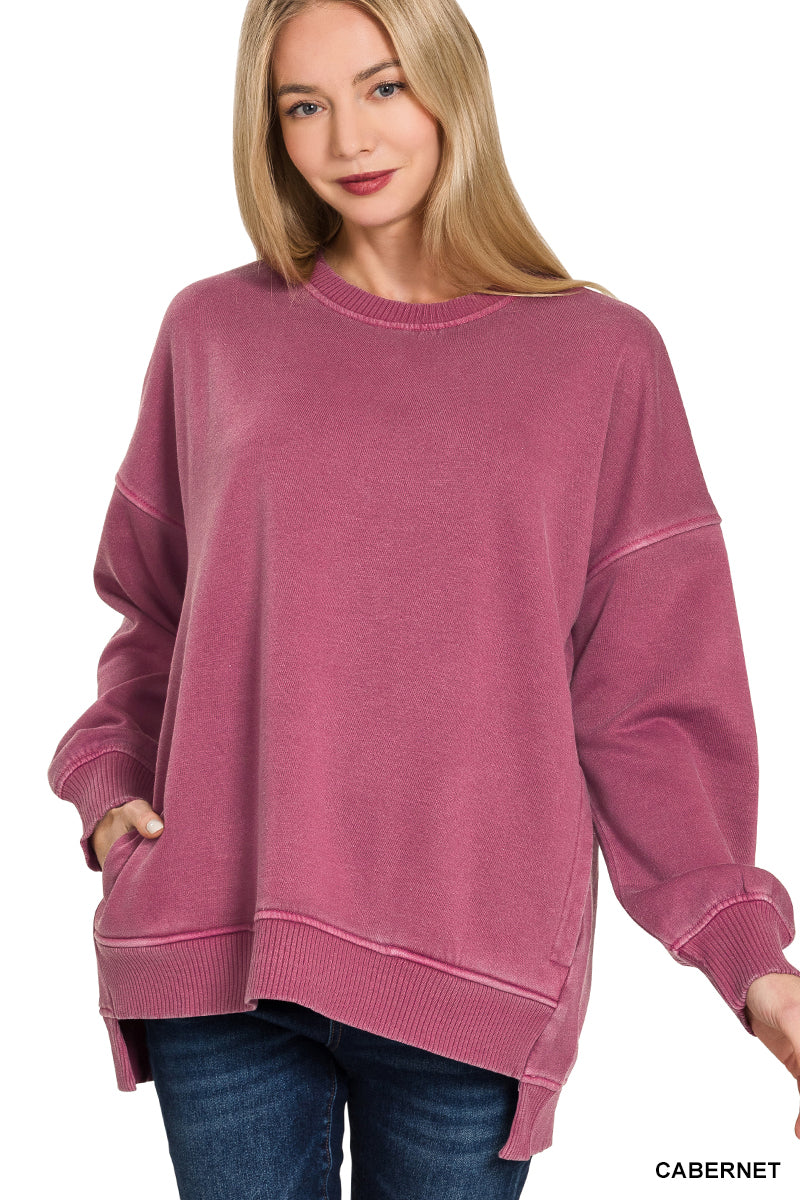 Cabernet Hi-Low Hem Pullover With Pocket