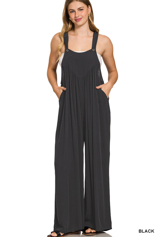 Woven Crepe Overalls