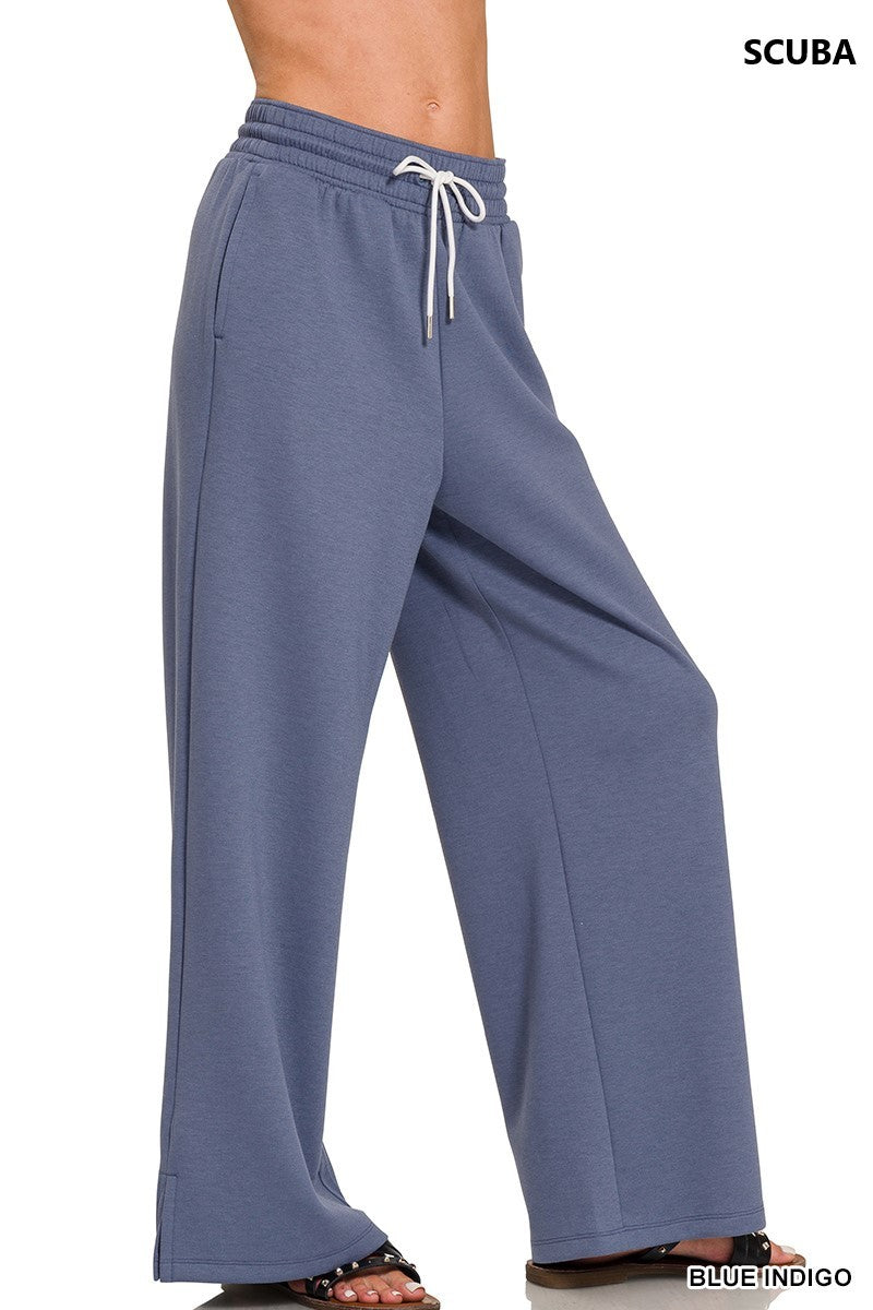 Blue Indigo Scuba Drawstring Pants
