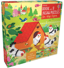 On the Farm - Book & 3 Puzzles (3 x 9pcs)