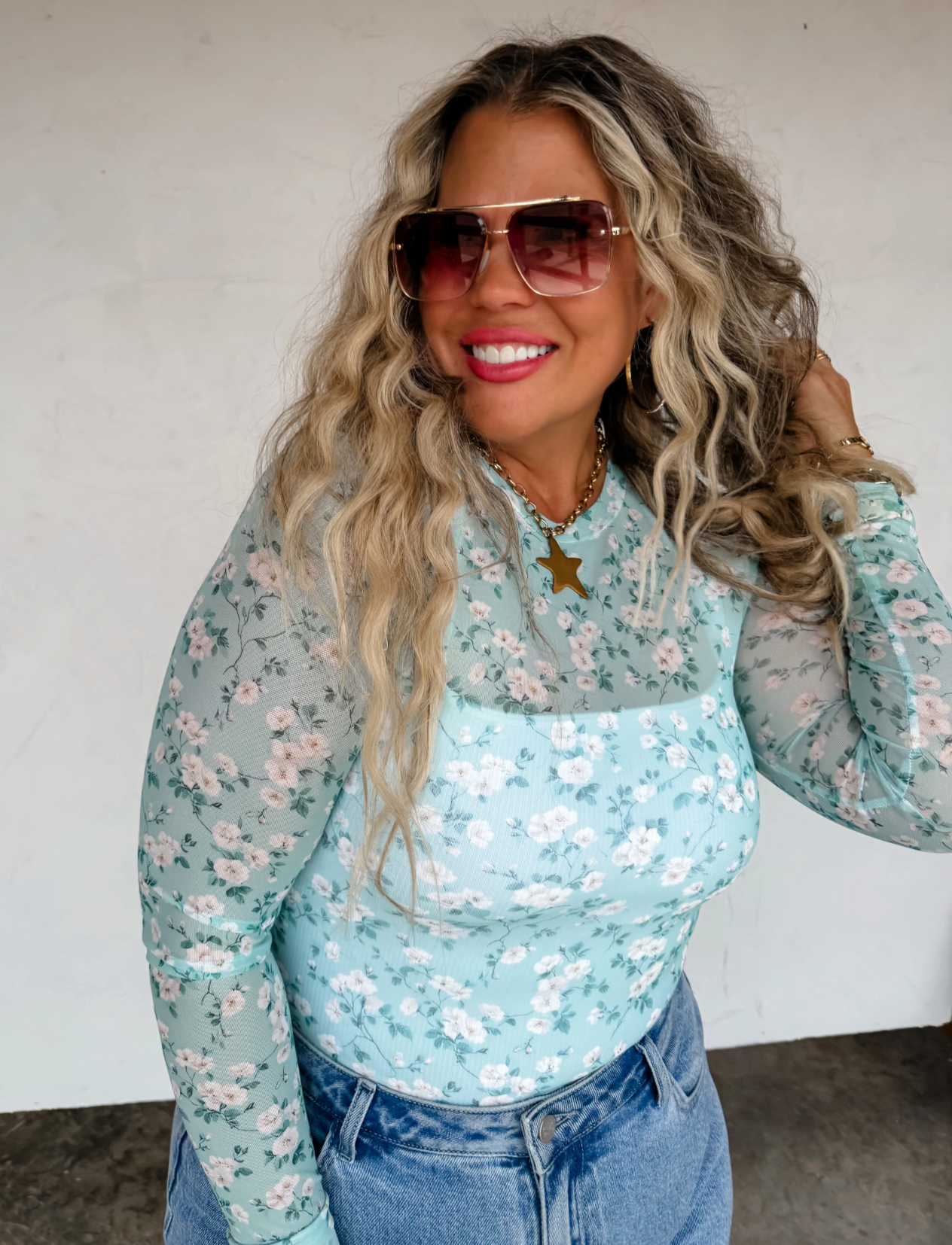 Sage Dress It Up Mesh Top