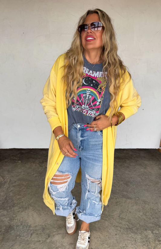 Yellow Desi Sweatshirt Cardigan