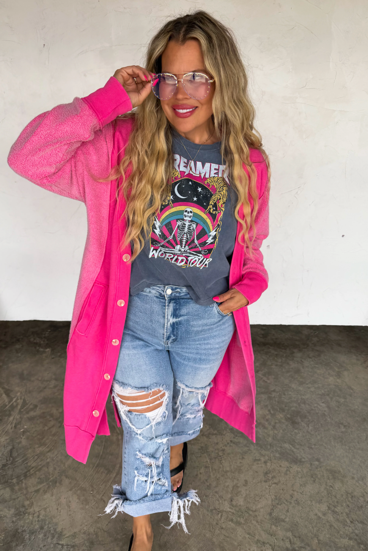 Pink Desi Sweatshirt Cardigan
