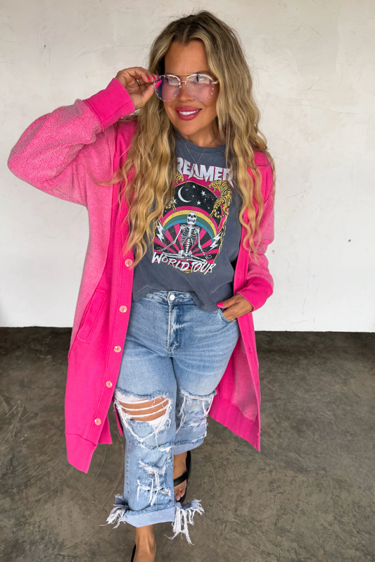 Pink Desi Sweatshirt Cardigan