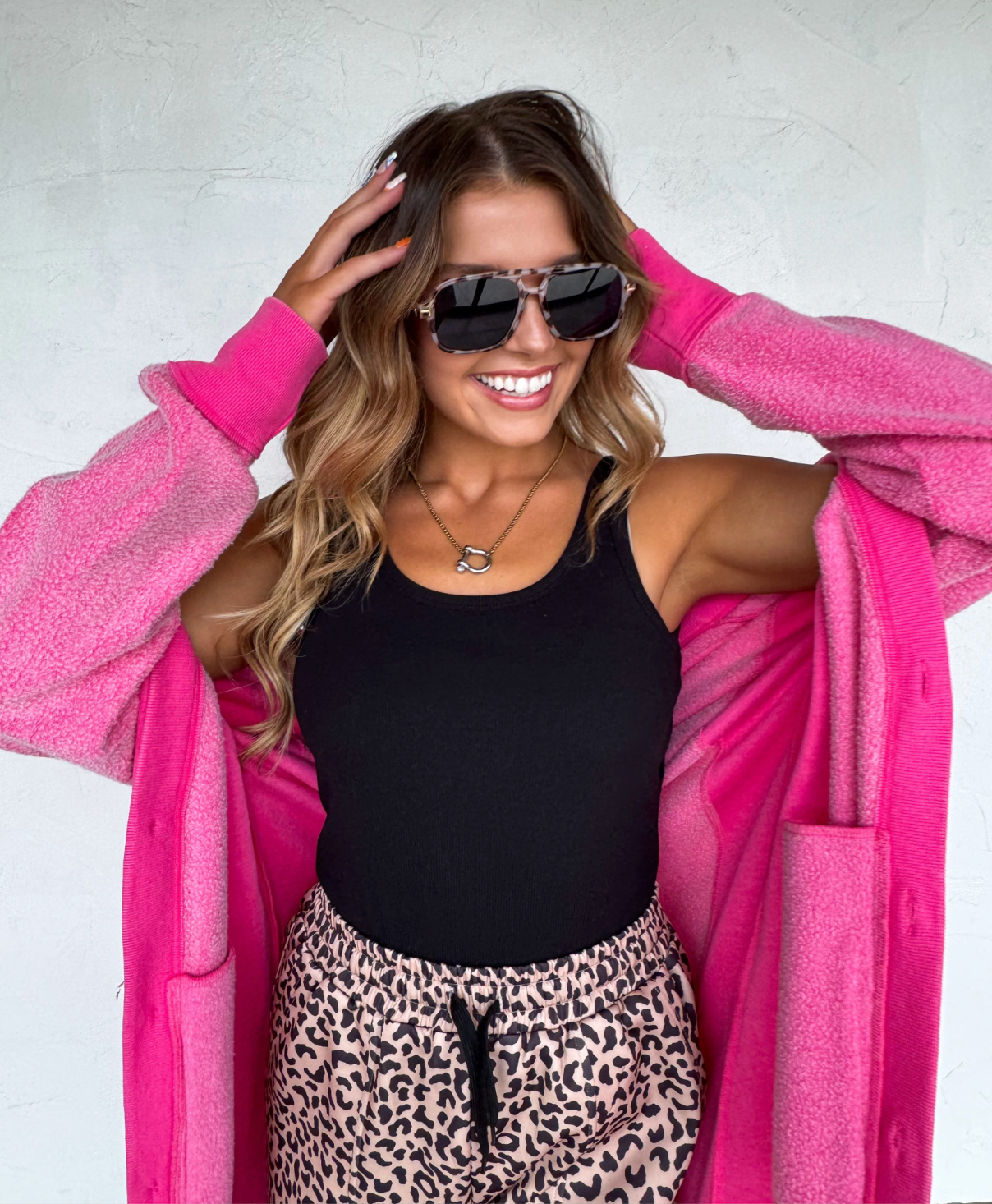 Pink Desi Sweatshirt Cardigan