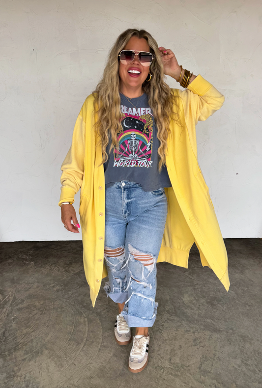 Yellow Desi Sweatshirt Cardigan